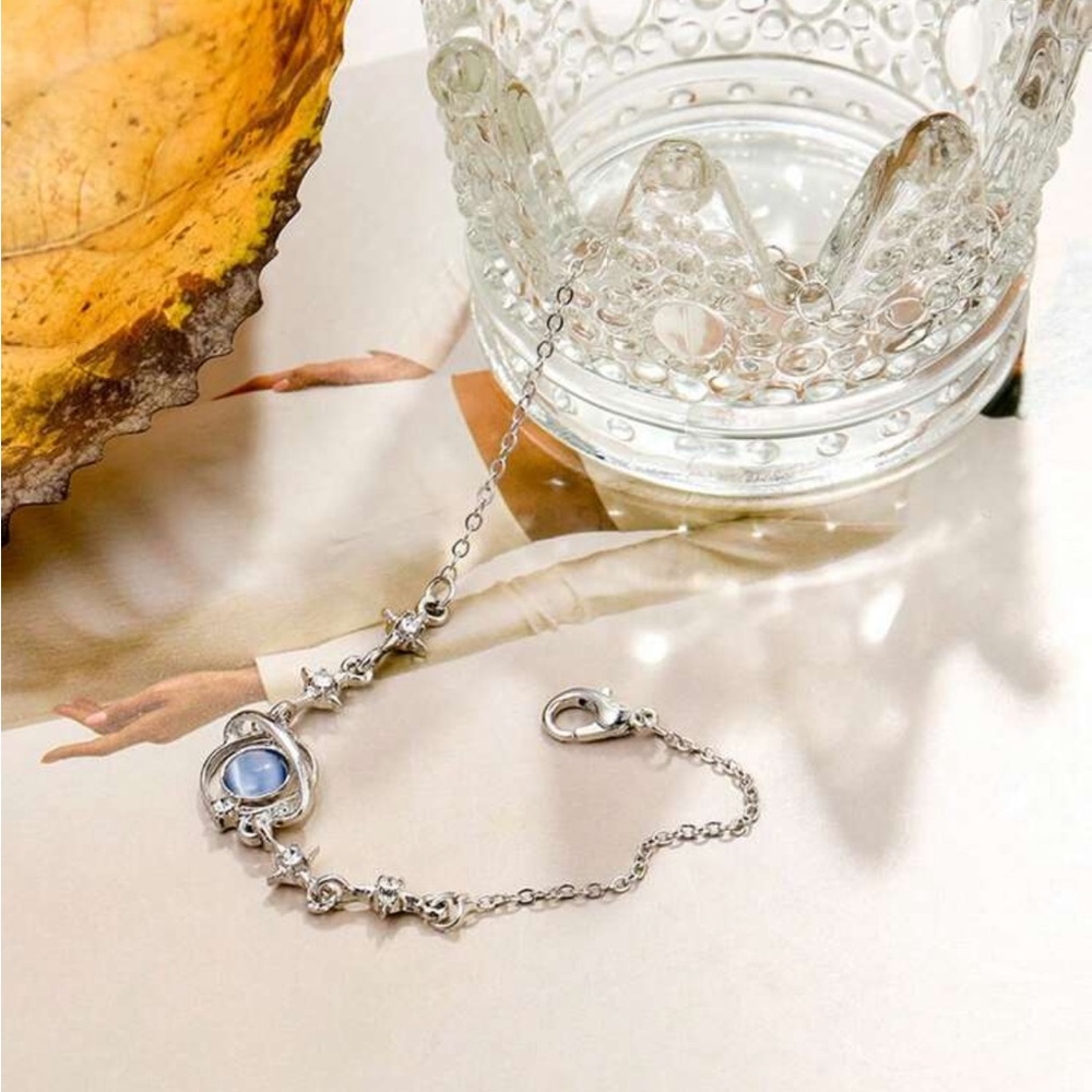 ⚠️Clearance Galaxy Blue Planet Pendant Silver Bracelet - Picture 2 of 5